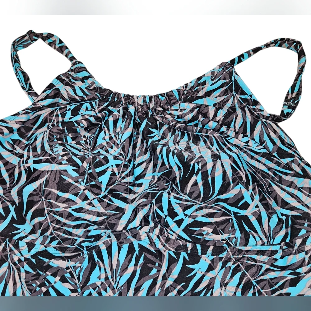 St. John's Bay Swimsuit Top Size 16 Black Teal Grey Good Condition - Picture 2 of 7